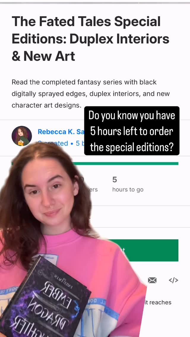 On Kickstarter for FIVE more hours! Search the Fated Tales series on Kickstarter or go to my bio to get the page link directly.

Included: Four books with black sprayed edges, duplex interior (like a second graphic printed on the other side of the paperback cover), and more.

If you like fated mates, YA fantasy, dragon shifters, and plot twists - this may be the next series for you.