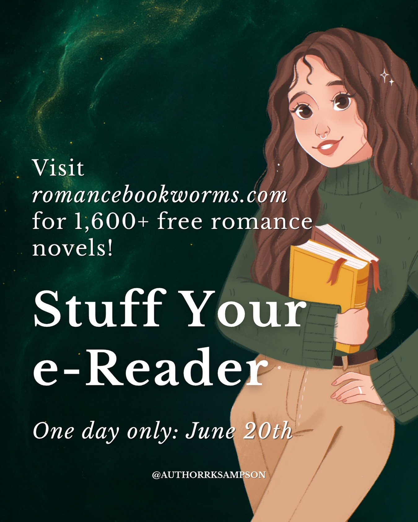What are you going to pick up from the Stuff Your e-Reader summer event? 

If you love to read romance across many genres like I do, head over to romancebookworms.com to pick up your next reads for free. For one day only, 1,600+ free books will be available from some of your favorite authors. The books are organized into categories and you can even filter to view books by neurodivergent or BIPOC authors.

Two books from my pen names are included: Ember Dragon Daughter by R. K. Sampson and Blaze by @rachelhdrake 

If you’ve been following my updates, you know this is your last chance to get Blaze for free this year before the rewrite and rebrand. It is leaving stores forever in July! And Ember Dragon Daughter likely won’t have a free promo again until 2026.

📚But don’t stop at just my two books, there are so many good options available on romancebookworms.com that are free for a limited time. What books are you picking up? Let me know in the comments! (I’m personally going to be browsing for some sports romances to read while on my vacation)

PS - Should I use this illustration of me more? It’s so cute! And I’d love to get some more art made for the Fated Tales series and The Courting of Kingdoms. Do you have an artist you recommend?
